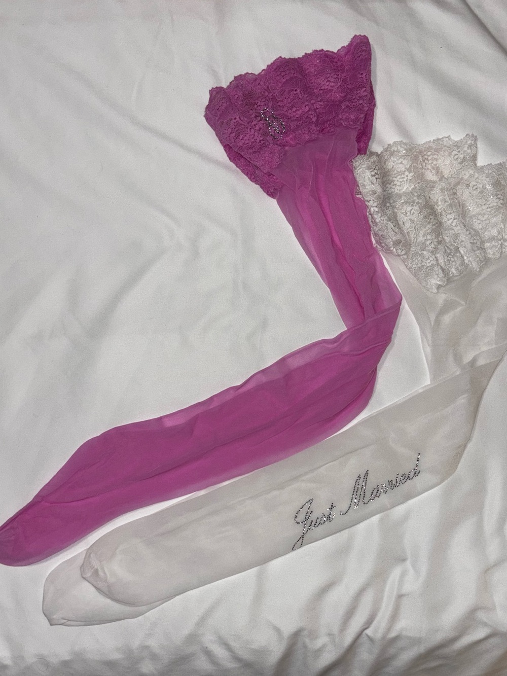 EUC Lot of 2 Sets of Victoria’s Secret Sheer Lace Top Thigh-High Stockings